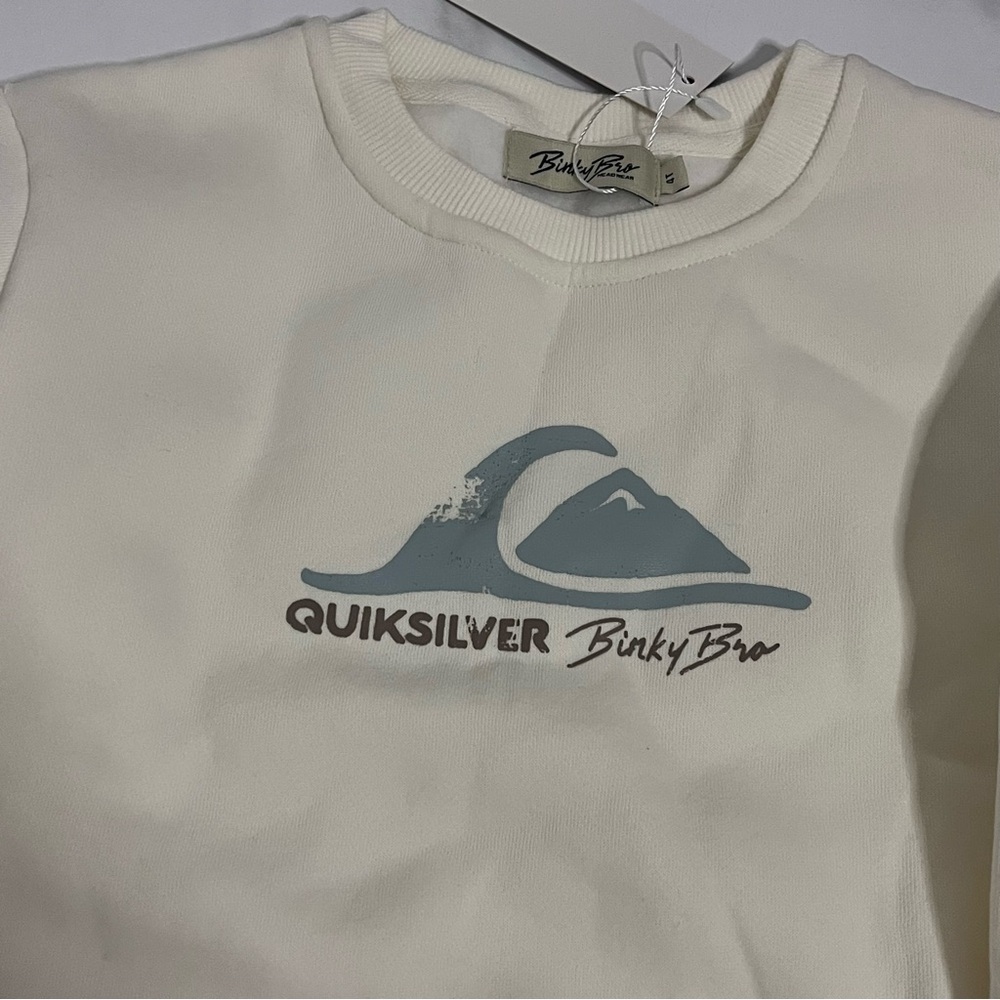New Binky Bro x Quicksilver Mountain Crewneck Sweatshirt in White 4T - Picture 3 of 5